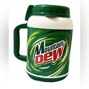 Vintage Reuseable Plastic 64 oz Mountain Dew Mtn Dew Whirley Travel Jug Mug